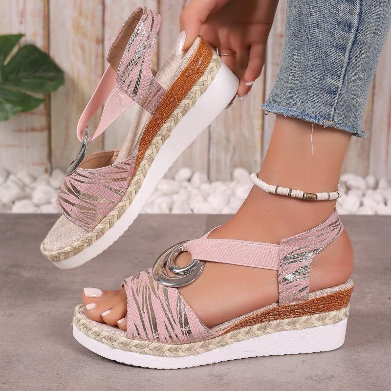 Mode Damen Keilsandalen 2025 Sommer Schlangenmuster Plateau-Sandalen Gladiatorschuhe Frau Komfort Lässig Mittelhohe Absätze Sandalen