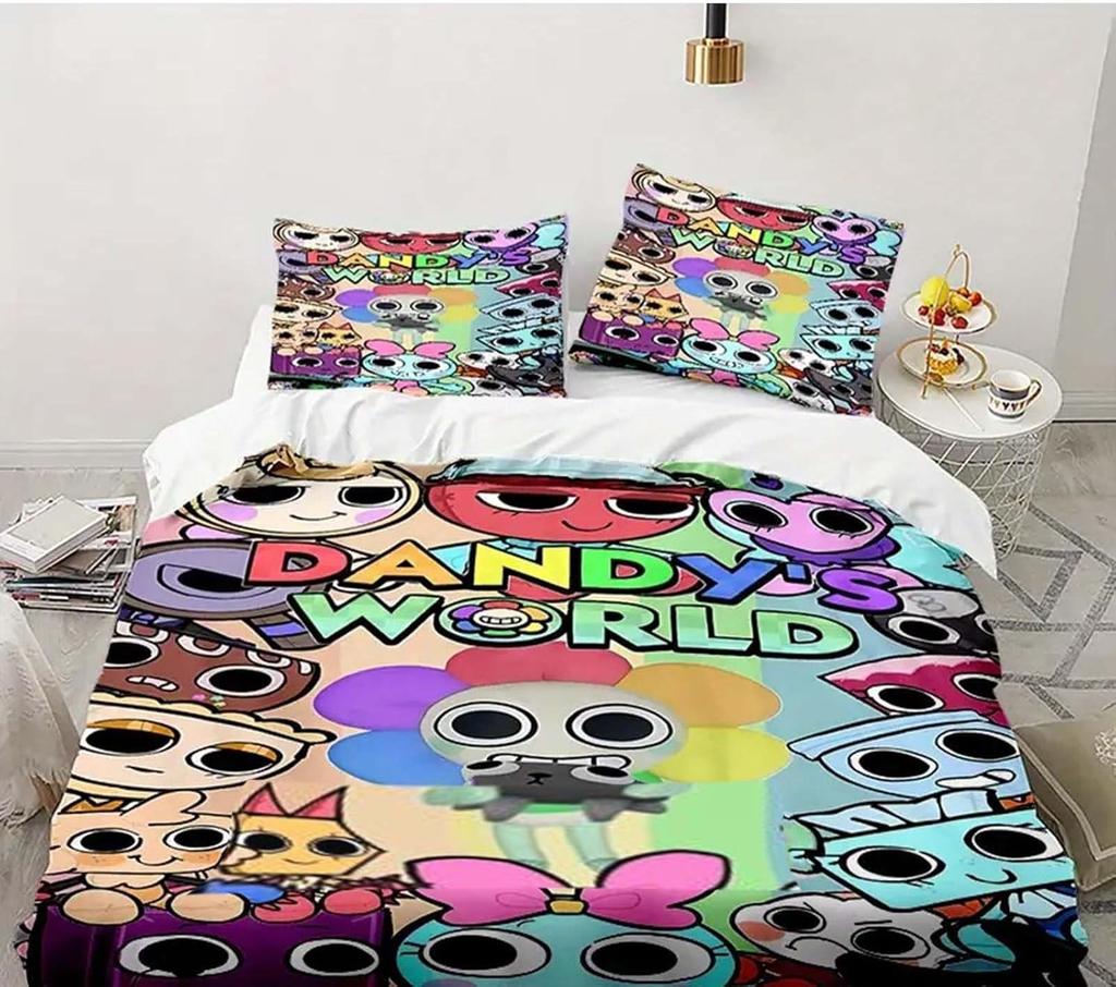 Dandy's World Bedding Set Cartoon Game 3D Printed Duvet Cover Set with Pillowcases Soft Bedclothes Boy Girl Kids Birthday Gift