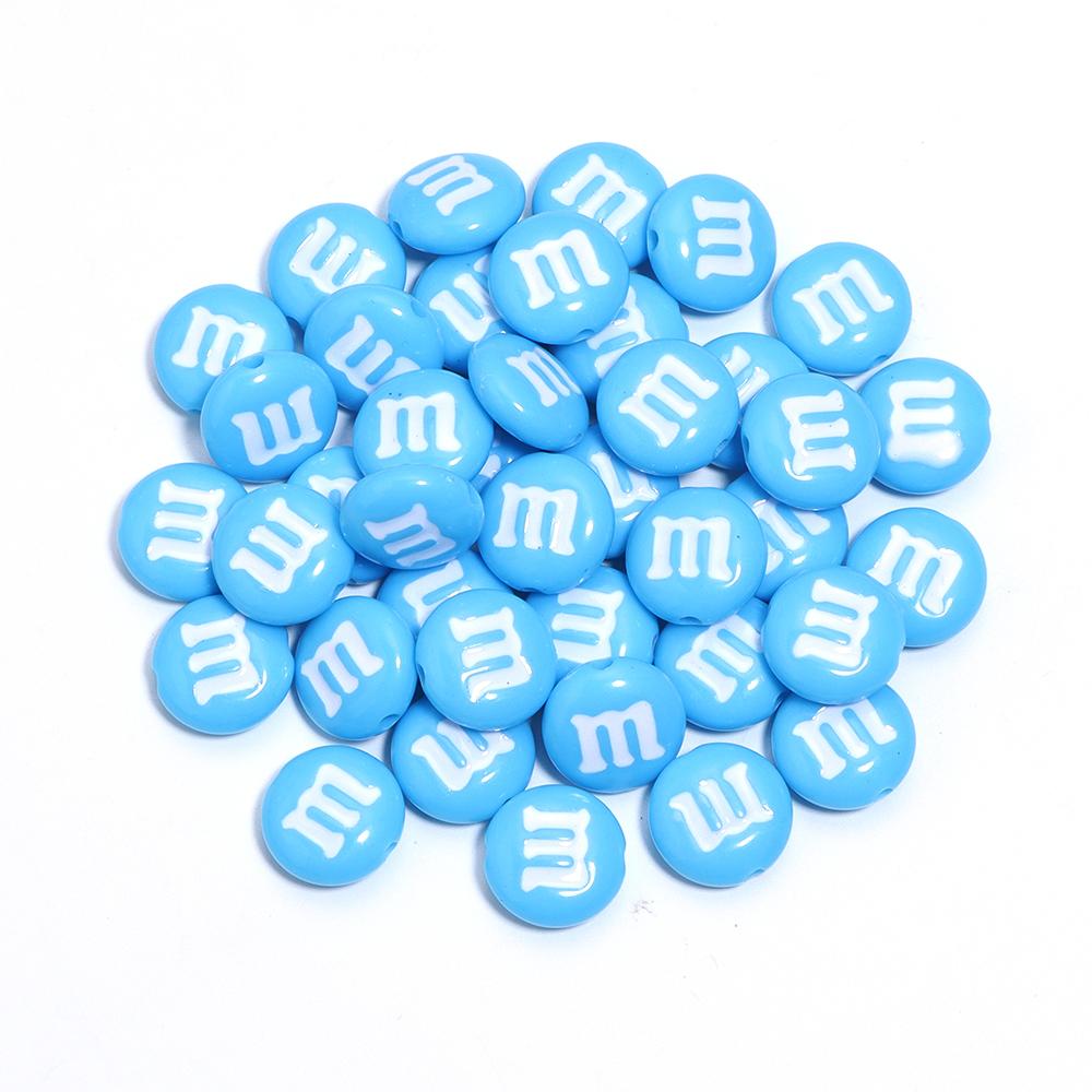 

20pcs/lot Acrylic Cartoon m Bean Beads Color Handmade Spacer Charm Bead for Jewelry Making DIY Bracelet Decoration Accessories синій