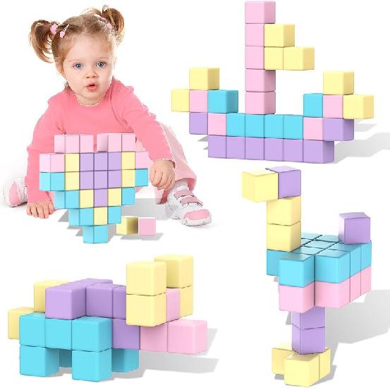 Magnetic Building Blocks Toys for Toddler Girls Boys Age 3-5 5-7 4-8 Macaron Magnetic Blocks Stem Sensory Toys, Preschool Learning Activities Magnetic Blocks
