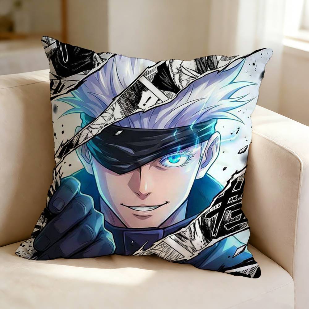 JJujutsu KKaisen Anime SSatoru Gojo Pillow Case Square DoubleSided Sofa Cushion Cover Bedroom Bedside Pillow