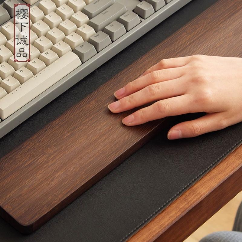 Handgelenkauflage aus Holz Walnuss Handgelenkauflage Holz Mauspad Handgelenkschutz für Tastaturen (Nussbaum, 61 87 104 Tasten)