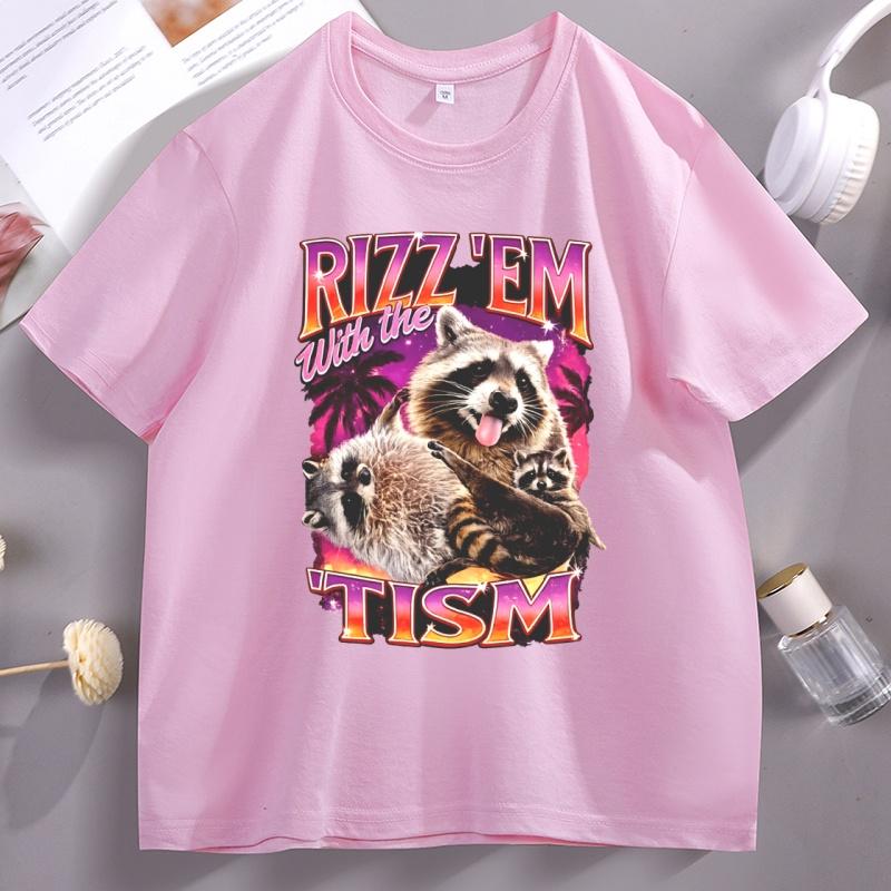 Rizzem Em Tism Graphic T Shirts Casual Round Neck Printed Tshirt Cotton Short Sleeve Tee Shirt Unisex Clothing Streetwear Tees