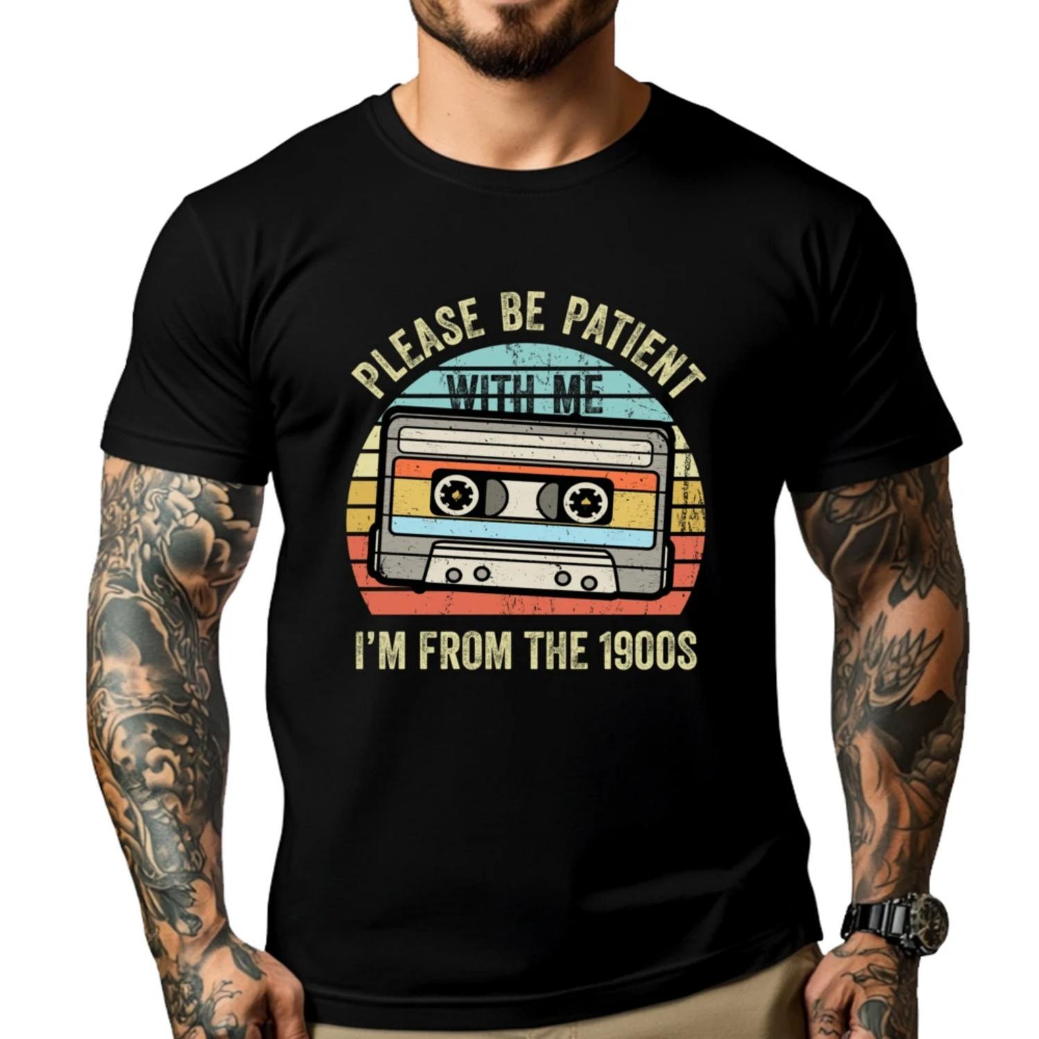 

Please Be Patient With Me I M From The 1900s Cassette Tape Designer T Shirt Men Men s Clothing Street S чёрный