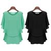 New Arrival Latest Women Chiffon Summer Plus Size Lotus Sleeve Double Shirt Sundress Elegant Casual Wear