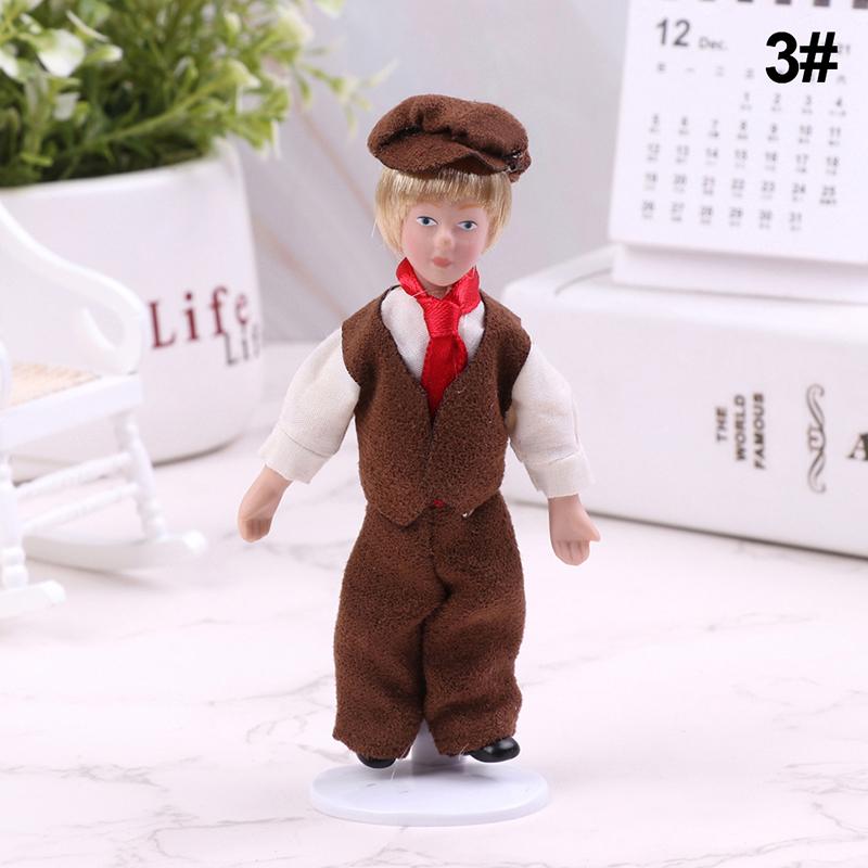 1/12 Dollhouse Miniature Porcelain Doll People Model Beautiful Youth Boy Girl Decoration Doll House Plaything For Kids