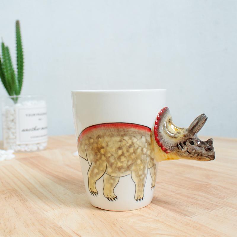Dinosaur Shape Water Cup 3D Stereoscopic Animal Ceramic Coffee Cup Office Afternoon Tea Mug Breakfast Milk Mug Home Decoration