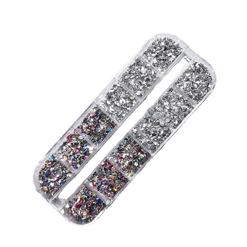 12 Grids/Box Nail Art Multi Shape Flat Back Crystal Rhinestone Dazzling Diamonds Strass Manicure Tip 3d Decoration