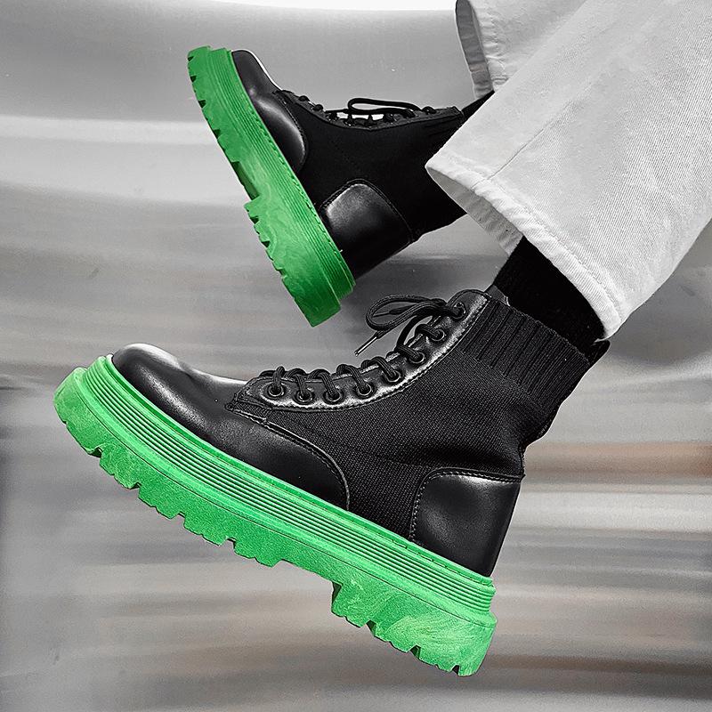 

Martin boots trendy boots platform spring and autumn new men s boots flying woven boots men s Martin boots shoes 44