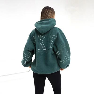 ZYLLO Podzim Zima Street Style Pohodlná Ležérní Módní Mikina s Dlouhým Rukávem S Kapucí z Jehněčího Sametu Dámská Volný Střih Přes Hlavu