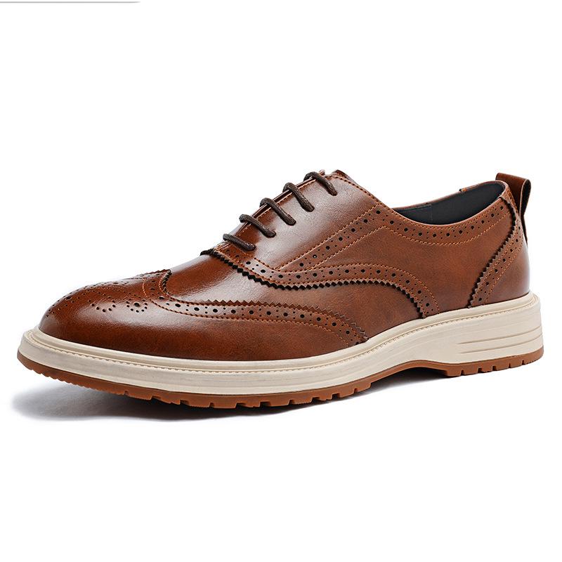 2026 Spring Men's Brogue Shoes: Korean Style, British Trend, Breathable, Formal Leather for Weddings and Business