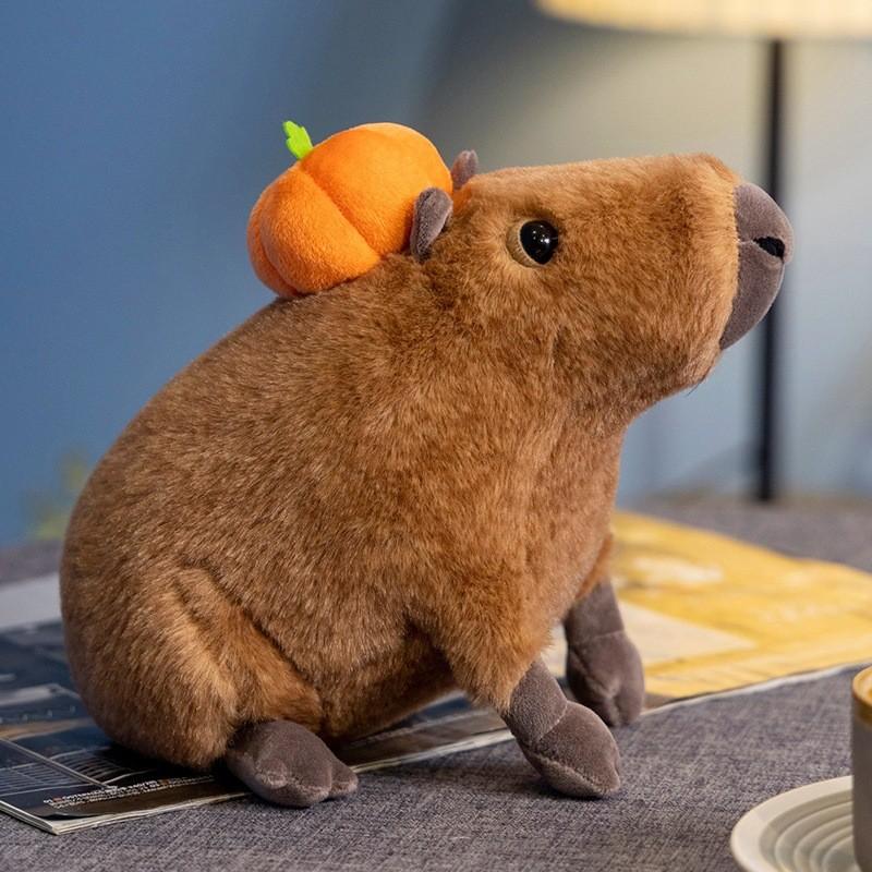 Adorable Orange Capybara Plush Toy Soft Cuddly Stuffed Animal Doll For Kids