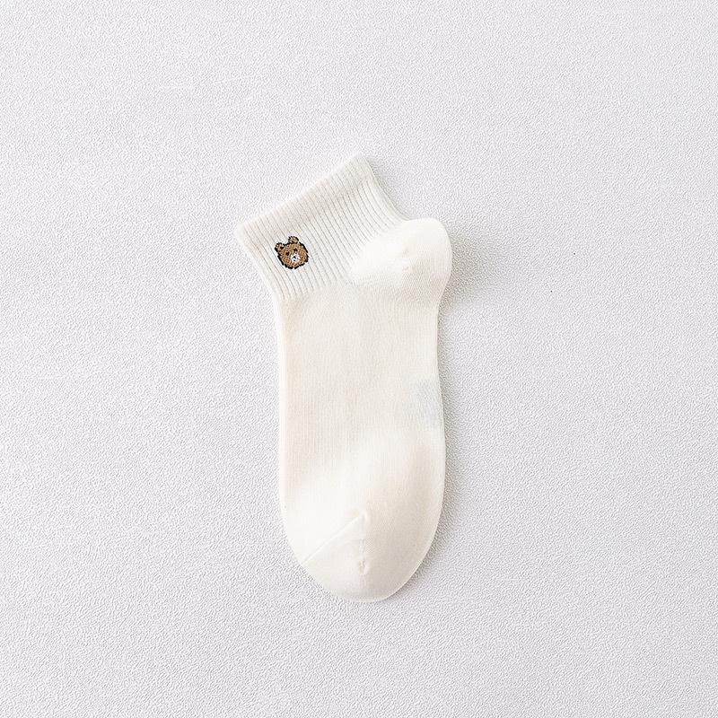 

2023 Жіночі Весняно-Літні Невидимі Шкарпетки-Човники - Милий Мультяшний Дизайн Ведмедика, Трендовий Японський Стиль, З Низькою Посадкою, Бавовна. One Size