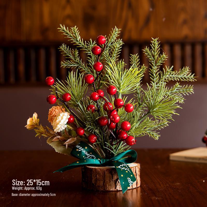 Mini Tabletop Christmas Tree Ornaments for Dining Table and Cafe Decor
