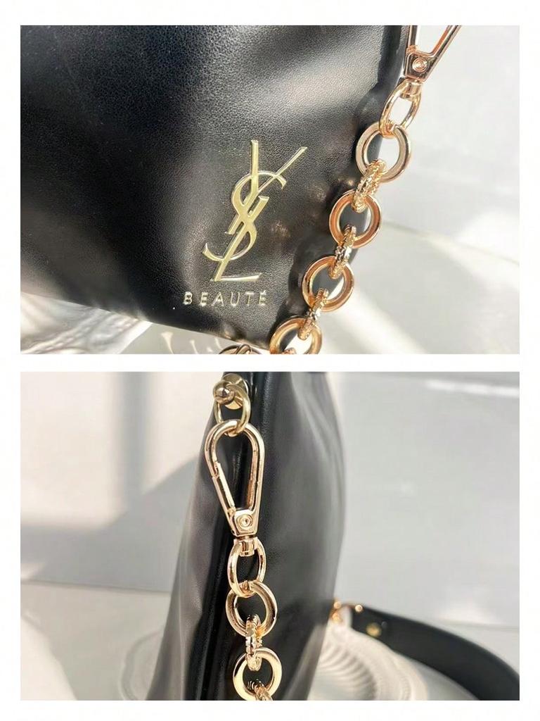 Modische Damen-Einschultertasche mit Kettenriemen Handtasche mit Design-Sinn Umhängetasche in goldener Farbe Logo