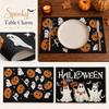 Halloween Linen Placemats Set of 4 Natural Material Heat Resistant Table Mats Decorative Holiday Tabletop Protector for Dining Table