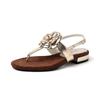 Fashion 2025 New Summer Women Sandals Genuine Leather Women Shoes Open Toe Low Heel Casual Buckle Strap Shoes Flower Modern Sandals