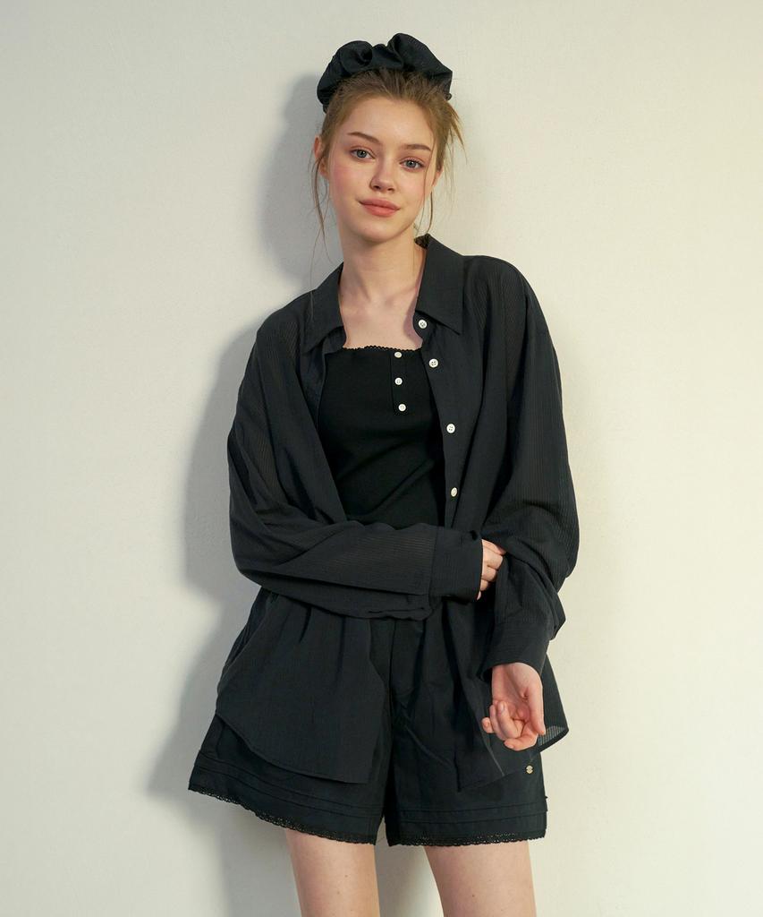 MOOD INSIDE WOMAN (Woman) [Scrunchie Set] Tencel St Sheer Shirt_Pink