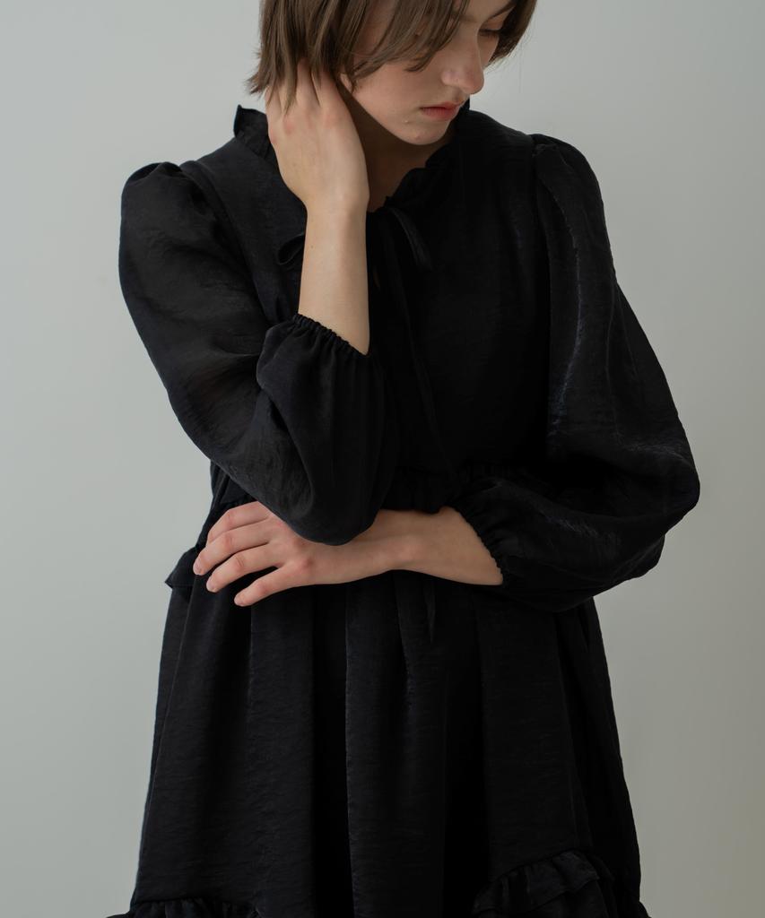 WIOE Shallot Ruffle Mini Dress_Black