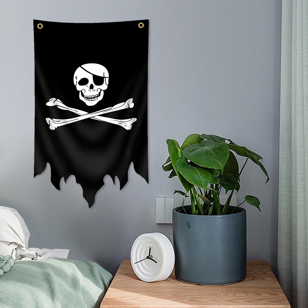 30X50CM Jolly Roger Pirate Black Blackjack Flag Polyester Printed Banner Tapestry Jack Rackham Skull Bone Flags Halloween Decor