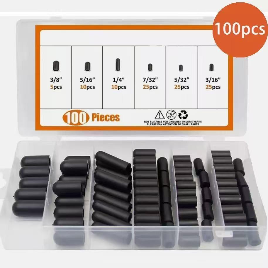 80/100Pcs Black Rubber Vacuum Cap Hose End Cap Rubber Boot Cap Dropper Cover Dust cover combination kit