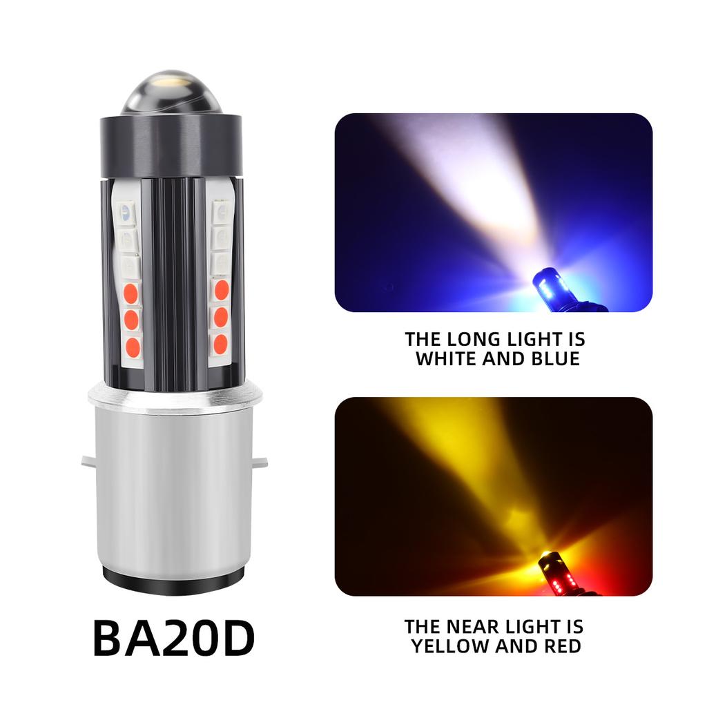 H4 BA20D P15D LED Bulbs Motorcycle Headlight Hi/Lo Beam Light Dual Color Spotlight 3570 Chip Motorcycle Auxiliary Accessories