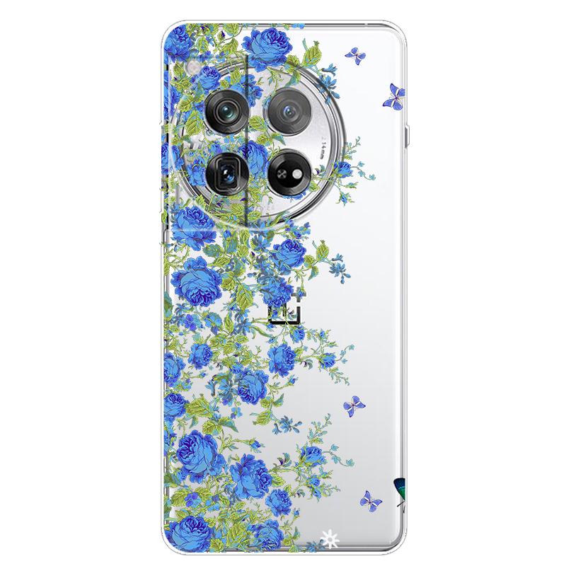 For OnePlus 12 Case 12R 5G Flower Clear TPU Soft Silicone Transparent Back Case for One plus 12R Cover on for Oneplus12 5G Coque