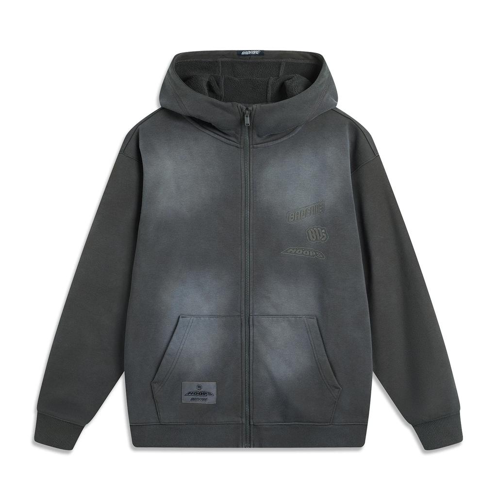 Li Ning Basketball Series Badfive Gradient Letter Zipper Hoodie Comfortable Breathable Fleece Warm Cardigan Sweatshirt Men Hoodies AWDU899-1