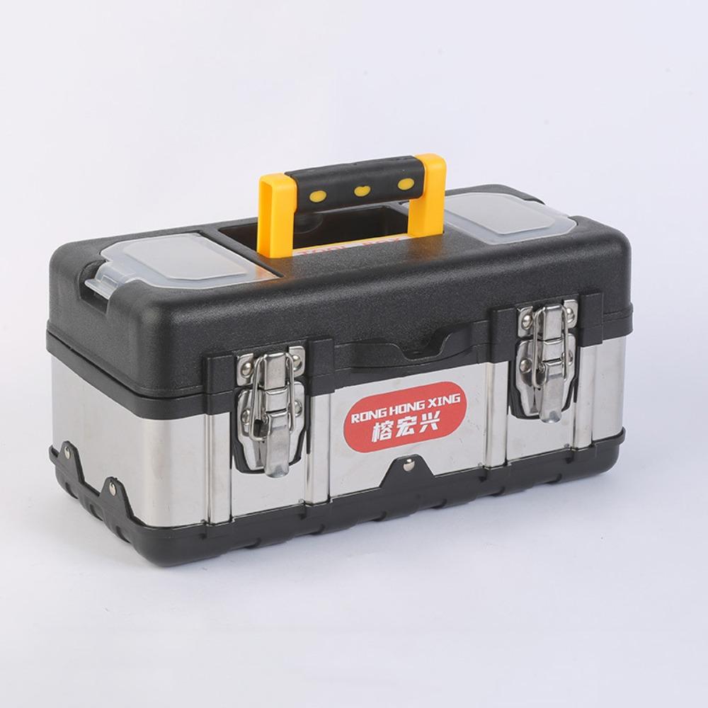 

Handle Tool Carrying Case Dual Layer on-Board Storage Box Sturdy Stainless Steel Toolbox Garage чёрный