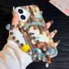 Armbandkette Bemalte Handyhülle Für iPhone 16 11 12 13 14 für 12 14 16 Pro 14 16 Pro Max Niedliches Muster Hartschale Mit Lanyard