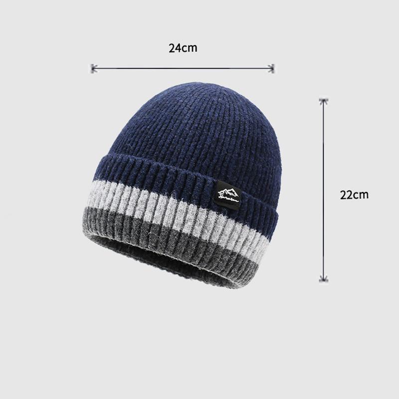 Winter Warm Wool Hat Knitted Pullover Hat Velvet Windproof Ear Protection Hat Thick Biker Hat for Men Women