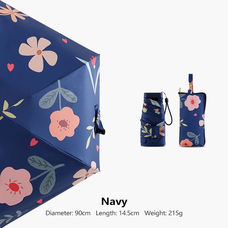 New 14CM Mini Six Folding Umbrella Women Small Portable Sun Umbrella Anti UV Storage Case Pocket Umbrellas Sunscreen Parasol 6K