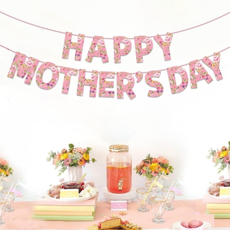 Happy Mother's Day Flag Mothers Day Party Decoration Bunting for Women Happy Mother's Day Celebration Flag Supplies