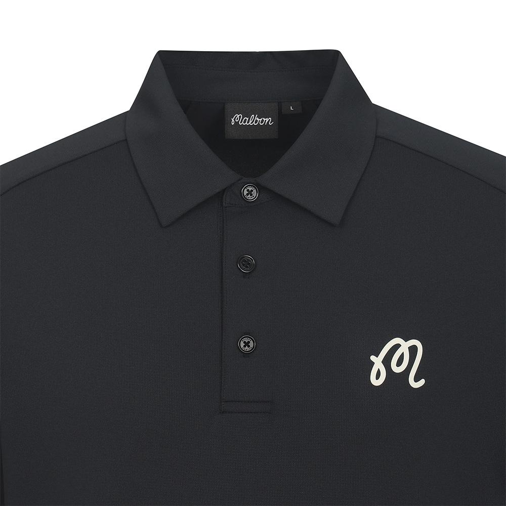 MALBON GOLF One-Point Summer Polo Shirt Black (Man)
