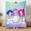 K-POP Anime Girls Group  Four Seasons Soft Warm Blanket  All-Season Thick Knit Polyester Bedspread for Bed, Camping, Travel  Perfect Gift
