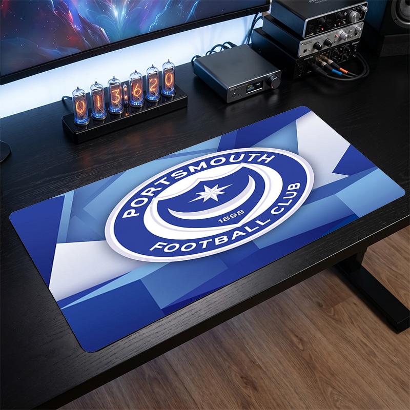 Portsmouth FC Theme Pattern Mouse Pad, Soccer Logo Design XXL Gaming Desk Mat Non-Slip Computer Mouse Pad