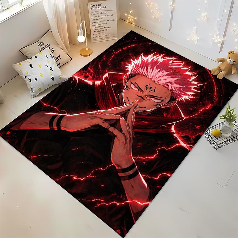 "Red-haired Anime Character with Dark Aura Rug Non-slip Rug Suitable for Living Room and Bedroom Sofas"
