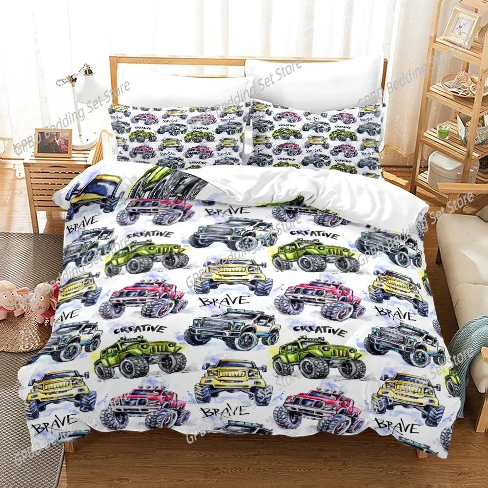 3D Print Anime Monster Jam Beding Set 3D Printed Suitable for Bedrom Soft Duvet Cover Set With Pilowcases Children Kids Home Textile