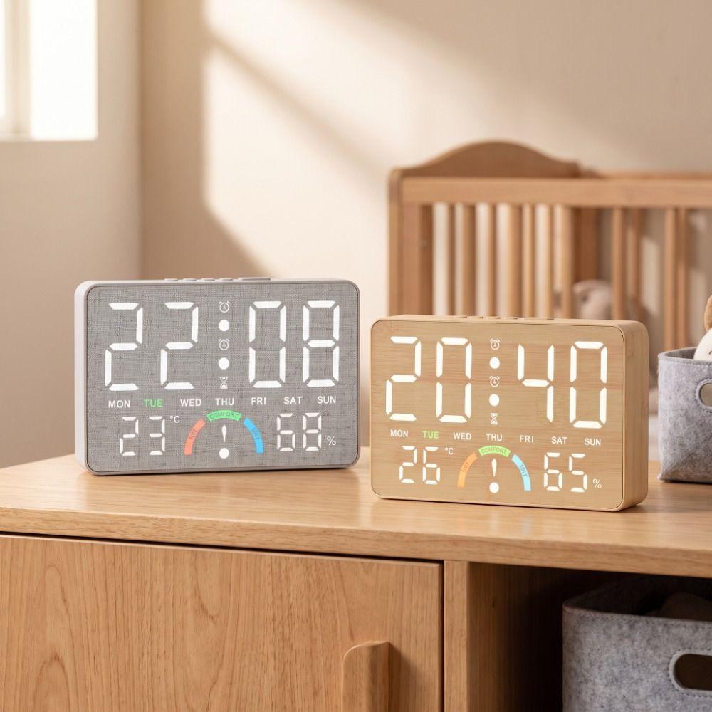 Large LED Screen Electronic Table Clock Temperature Monitor LED Wall Clock Desk Use