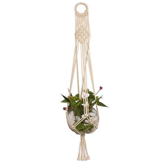 Handgewebte Hanfseilpflanzen Blumentopf Hängekorbhalter Netz Gartendeko
