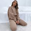Spring/Autumn Solid Color Crew Neck Pullover Long Pants Women's Fashion Casual Long Sleeve Hoodie Set