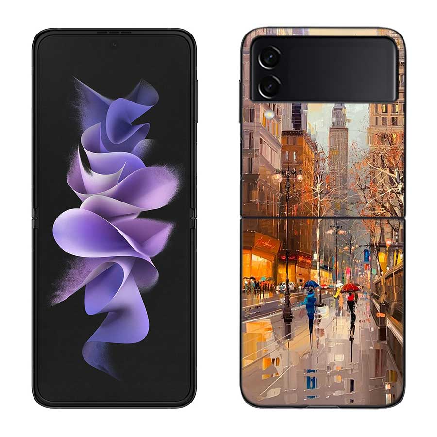 Artist London Painting Oil Painting Case For Samsung Z Flip 6 5G Galaxy Z Flip 5 4 3 5G Black Hard Cell Phone Cover Luxury PC Sh