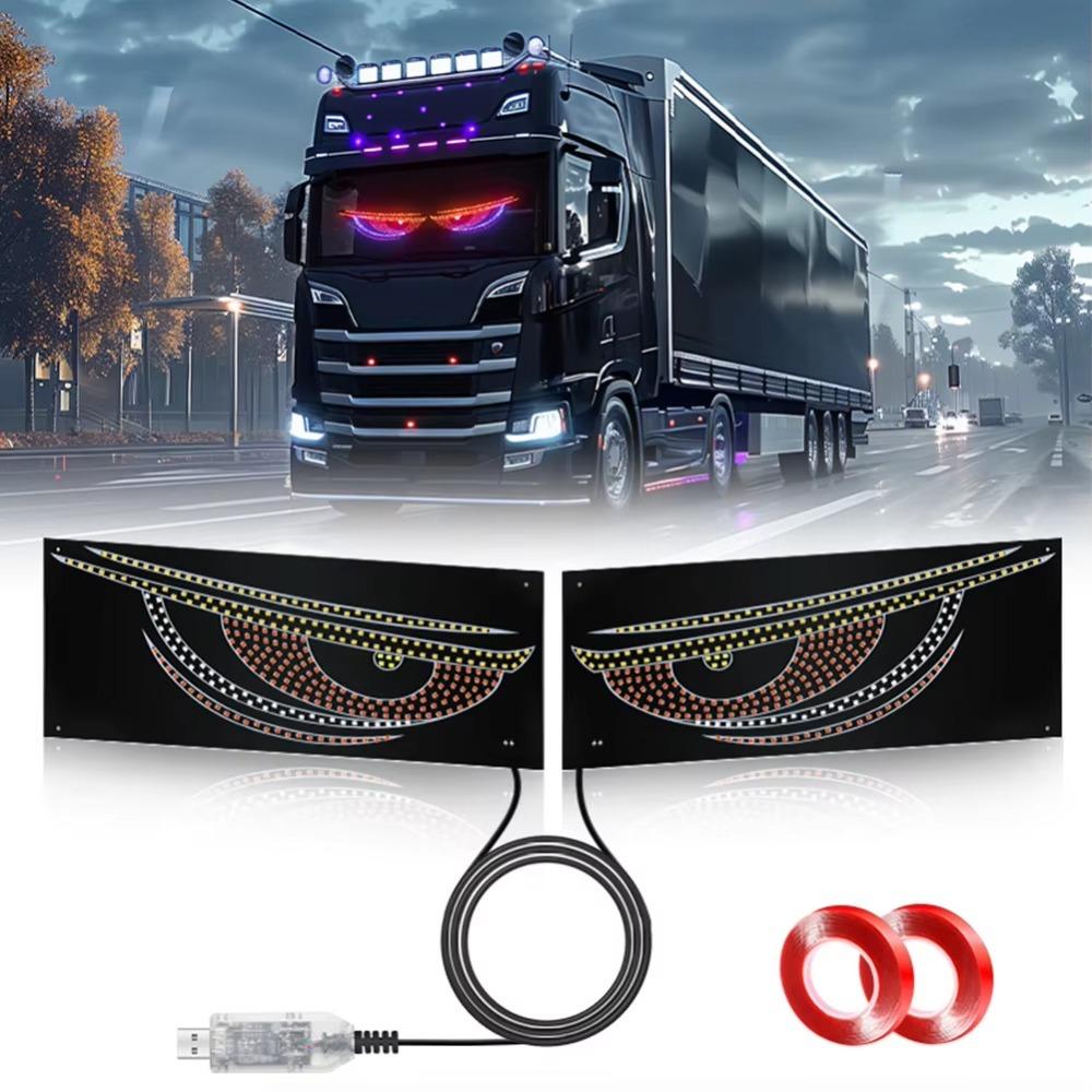 LED Display Truck Devil Eyes Light Multi-Mode LED Windshield Display Pixel Panel Lamp  Car Decor