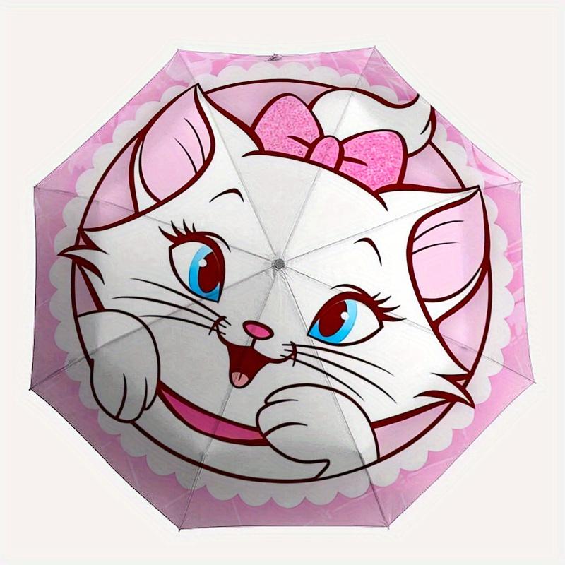 Aristocats,Marie Automatic Opening and Closing Umbrella - 8-rib Folding Design, Lightweight and Portable, Suitable for Daily Business Use, P