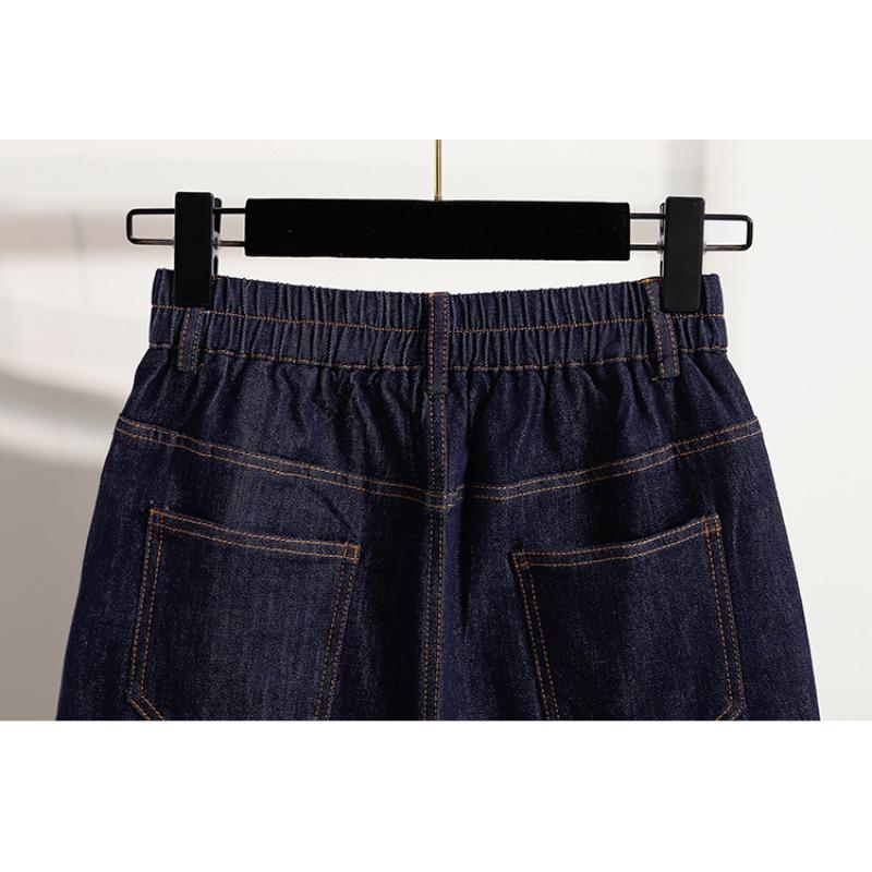 DIMANAF 2026 Primavera Estate Taglie Forti Donna Gonne Corte Pantaloni Jeans Vita Elastica Pantaloncini Oversize Denim Cotone tinta unita