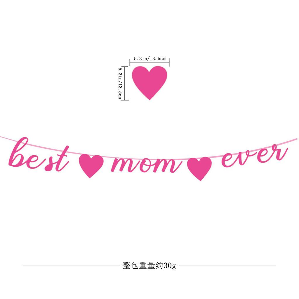 Mothers Day Decorations Happy Mothers Day Banner Best Mom Ever Heart Shape Hanging Garland Party Supplies Festive Home Party Decor