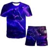 Animal Men's Set 3D T-shirt Round Neck Short Sleeved Digital Printed Casual Beach Outfit Suit