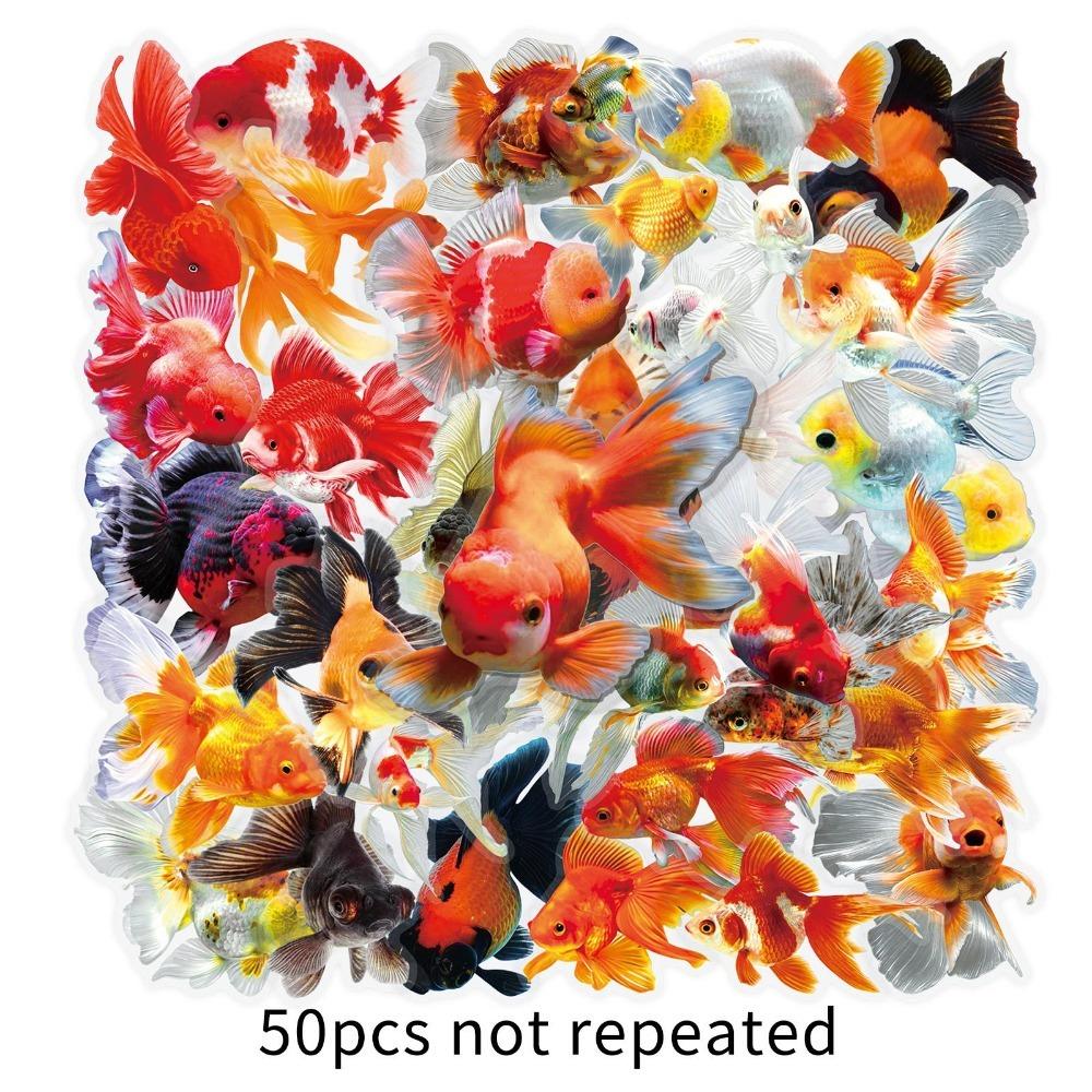 50 Sheets Waterproof Koi Fish Tile Stickers PET Fish Tank Stickers Home Decor Stickers 50 Sheets