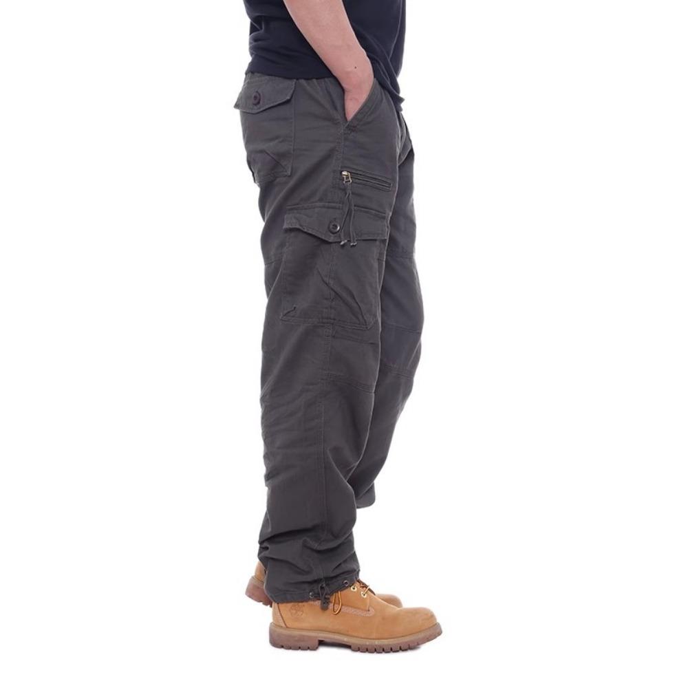 2025 Cargo Pants Men 100% Cotton Multiple Pockets Elastic Waist Casual Trousers Outdoor Hiking Climbing Mountains Men's Pants