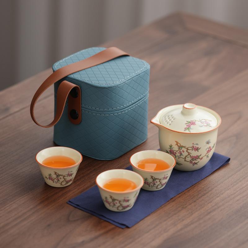 Ru Kiln Tea Set Home Light Luxury High-end Office Reception Tea Cup Gift Box Souvenir Ru Kiln Tea Set